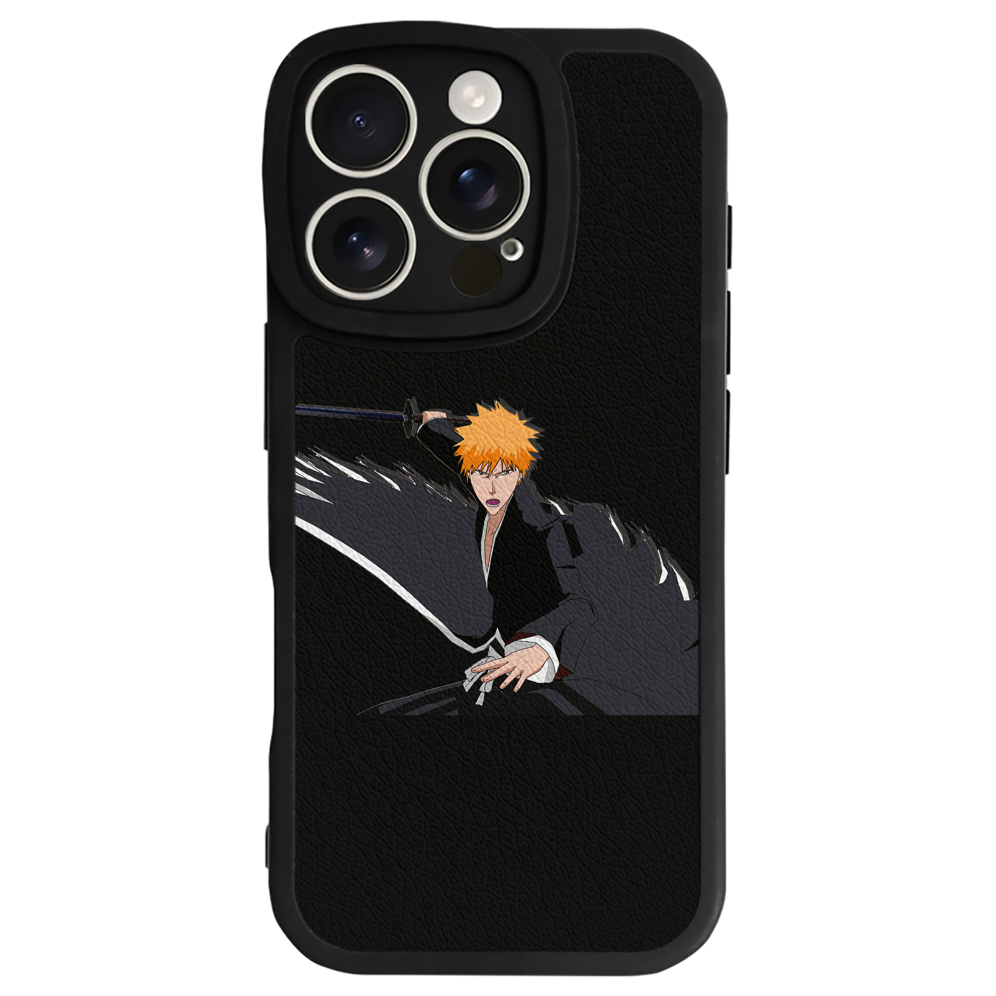 ブリーチ 黒崎一護（くろさき いちご）BLEACH Kurosaki Ichigo 【iPhone 16シリーズ対応】シリコンスマホケース（レザー調） 材質：シリコン